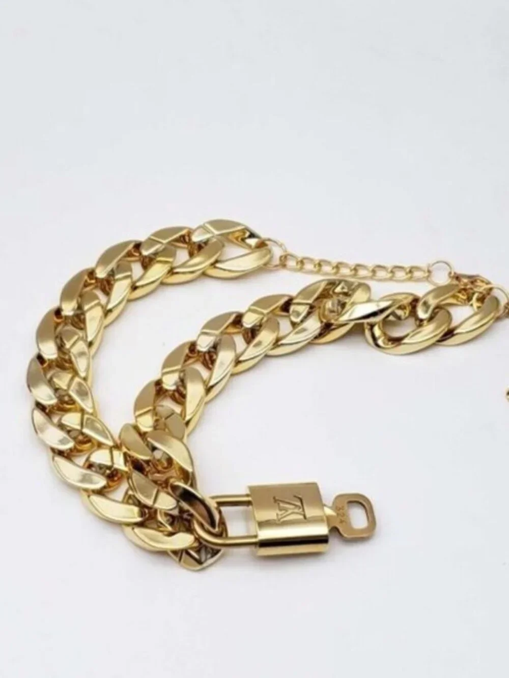 Authentic Louis Vuitton Lock & Key w/unbranded Gold Plated Chain Necklace